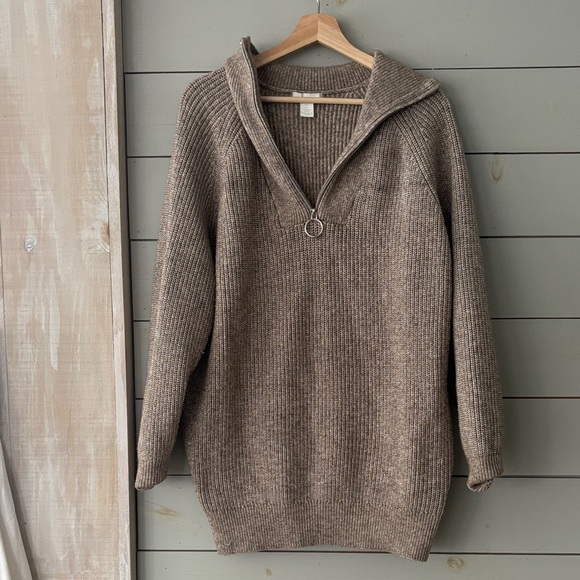 H&M Half-Zip Knit Sweater – Oatmeal / Taupe | Size S - Picture 1 of 5